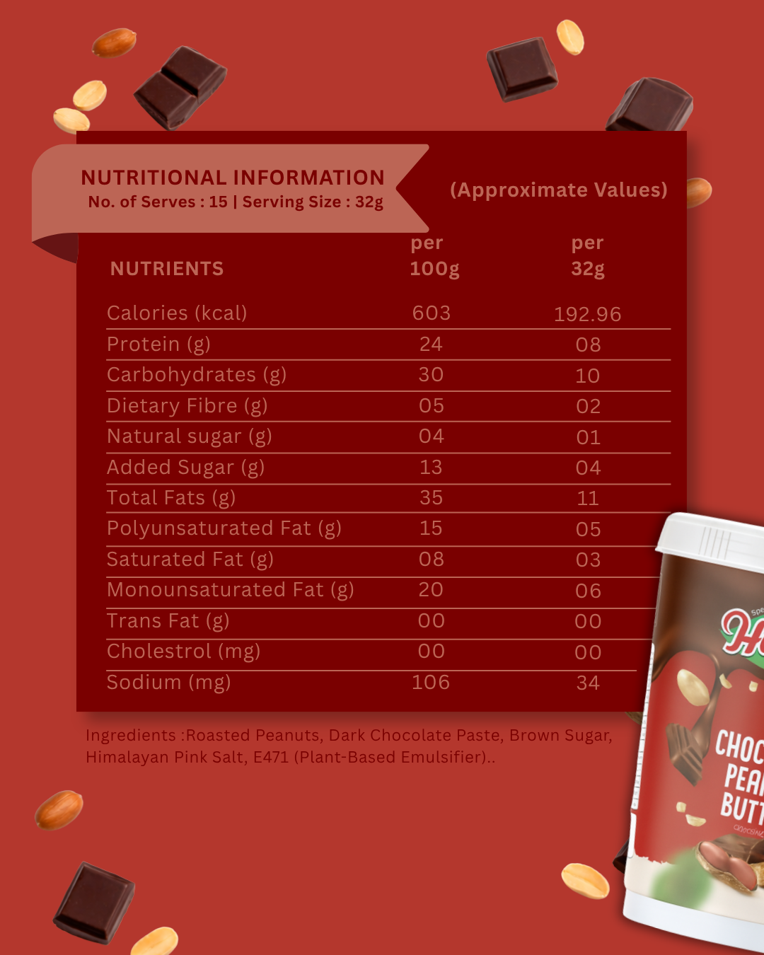 Chocolate Peanut Butter – Rich Cocoa - 500g