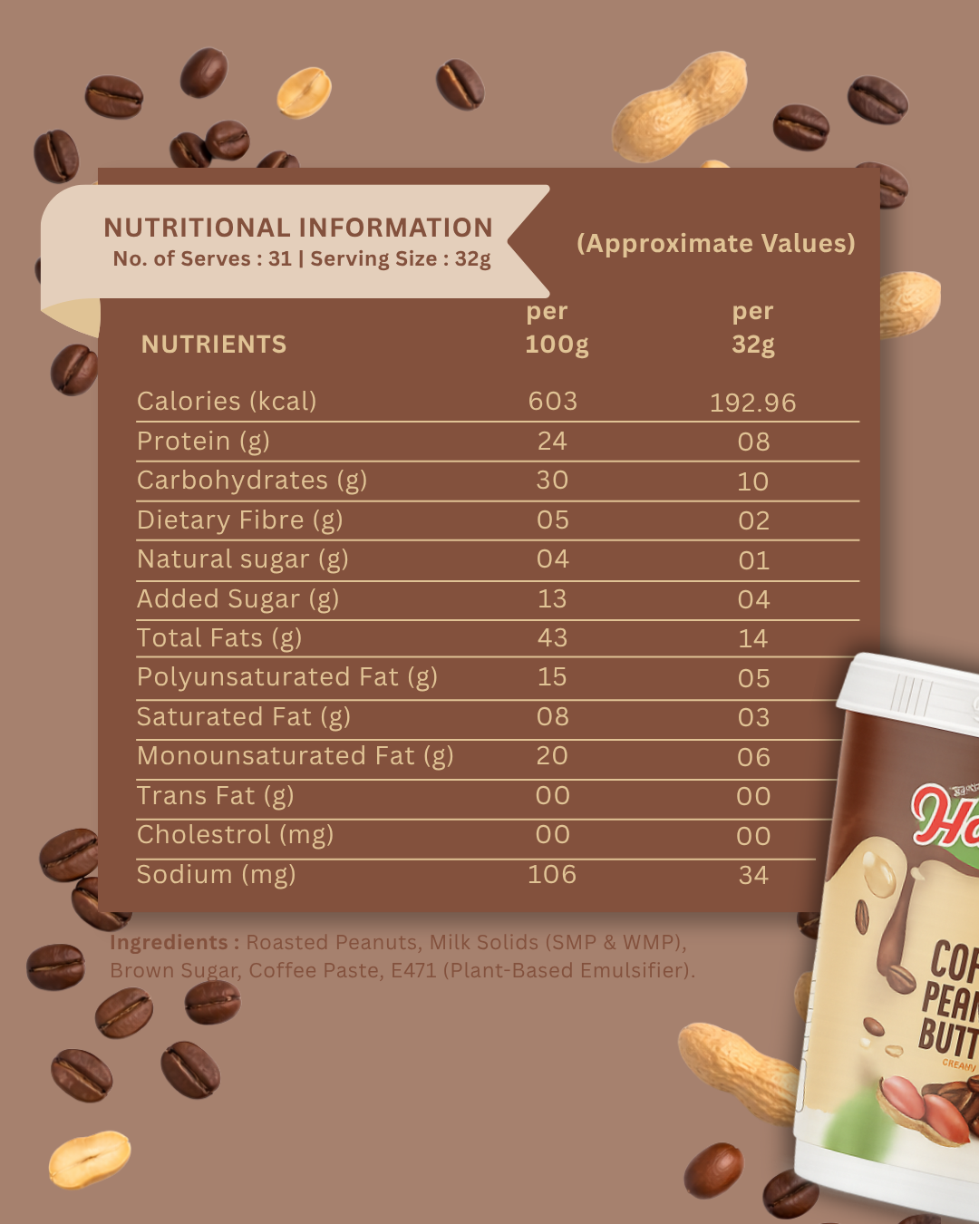 High Protein Coffee Peanut Butter - 500g